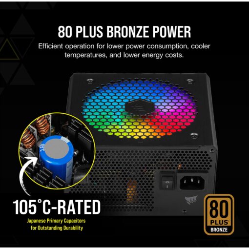 CORSAIR CX650F RGB 650W 80 PLUS Bronze Fully Modular ATX Power Supply - Image 2