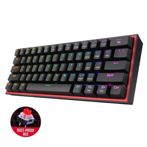 Redragon K617 Fizz 60% Wired RGB Gaming Keyboard, 61 Keys Compact Mechanical Keyboard - Linear Red Switch