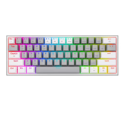 REDRAGON Fizz Pro K616 RGB Bluetooth wireless USB 2.4G 3 mode Mechanical Gaming Keyboard - Red Switches - Grey/White