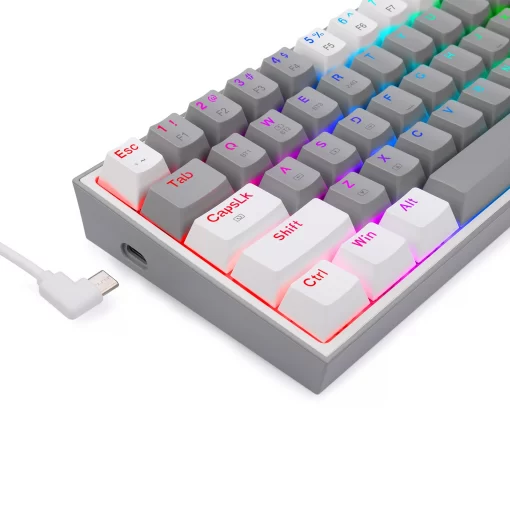 REDRAGON Fizz Pro K616 RGB Bluetooth wireless USB 2.4G 3 mode Mechanical Gaming Keyboard - Red Switches - Grey/White - Image 3