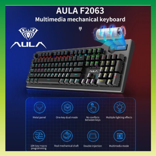 AULA F2063 RGB Gaming Multimedia Mechanical Keyboard - Blue Switches - Image 5