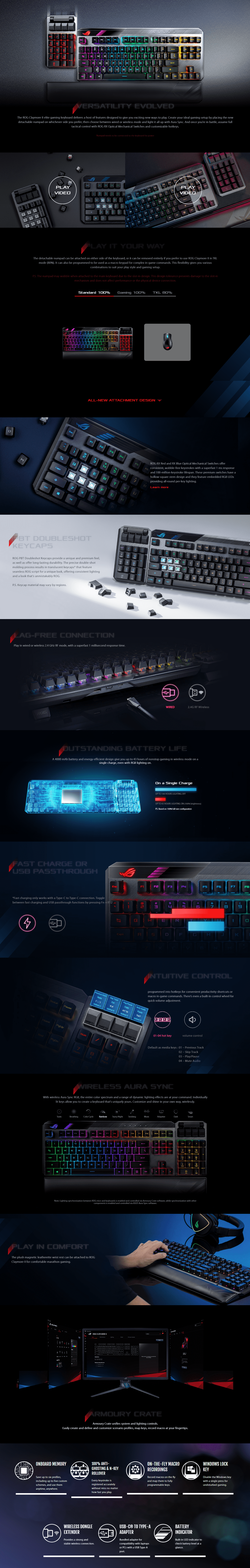 ASUS ROG Claymore II Modular TKL 80%/100% Gaming Mechanical Keyboard