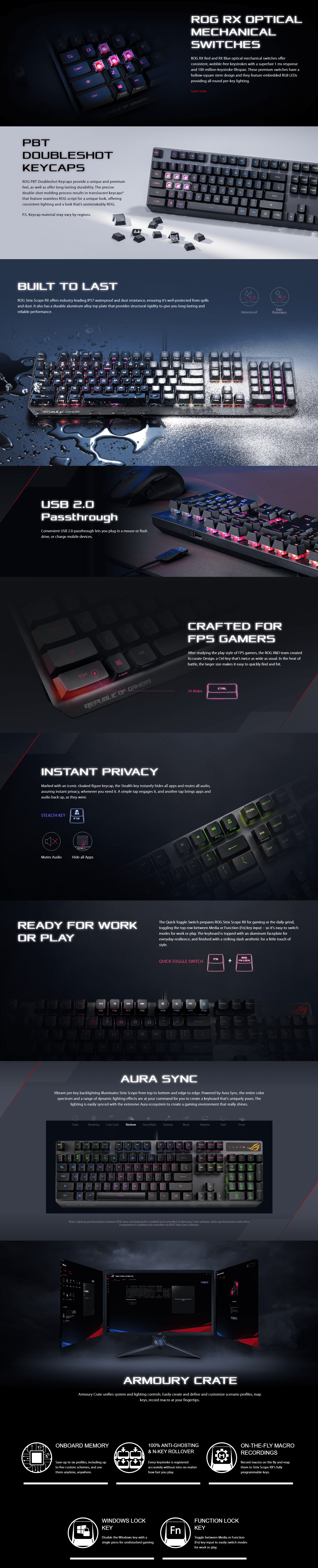 Asus Rog Rx Optical Red ASUS ROG Strix Scope RX Red Optical Switches Mechanical Gaming Keyboard