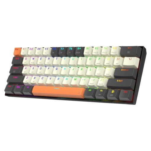 Redragon CARAXES PRO K644CGO-RGB-PRO Wired 60% Mechanical Keyboard - Cream Grey And Orange