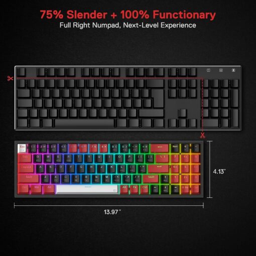 Redragon K628 PRO 75% 78 Keys 3-Mode Wireless RGB Gaming Keyboard - Image 3