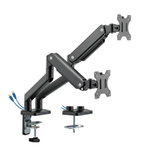 MXG BMA-24U Dual Monitor Premium Aluminum Spring-Assisted With 3.0 USB Cable Monitor Arm - Matte Black - Image 2