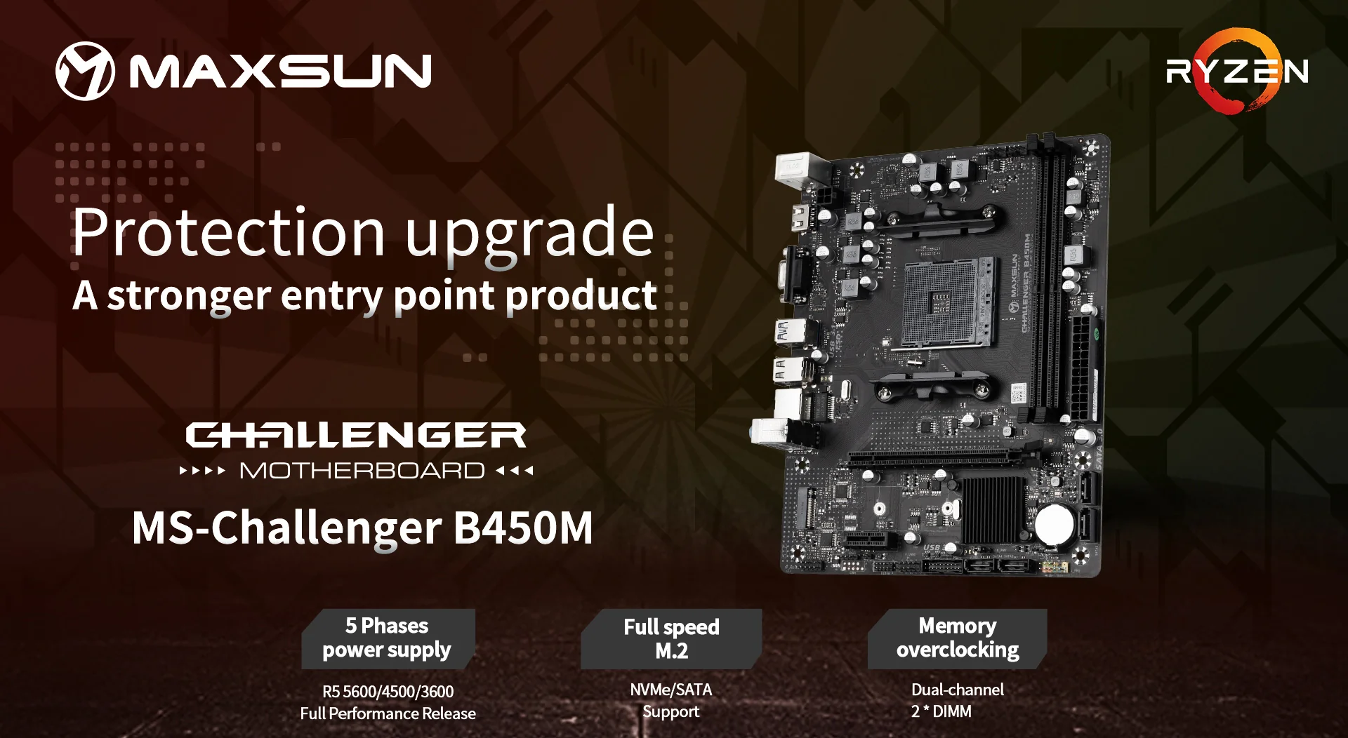 MAXSUN Challenger B450M AM4 DDR4 Motherboard