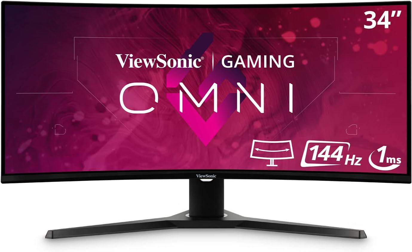 ViewSonic OMNI VX3418-2KPC 34-inch Ultrawide Curved 1440p 144Hz Gaming Monitor