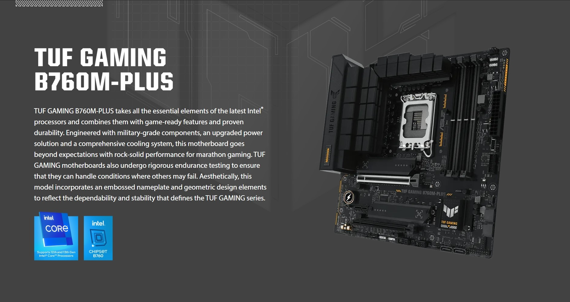 ASUS TUF Gaming B760M-PLUS DDR5 (13th and 12th Gen) LGA 1700 mATX Motherboard