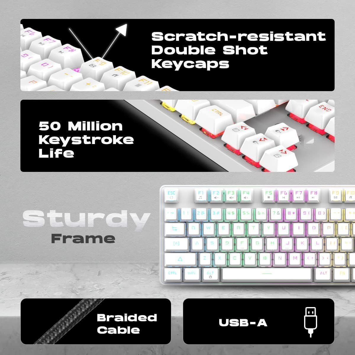 GameStop GS-200 FPS Sniper Wired Mechanical Keyboard White - Otemu Brown Switches