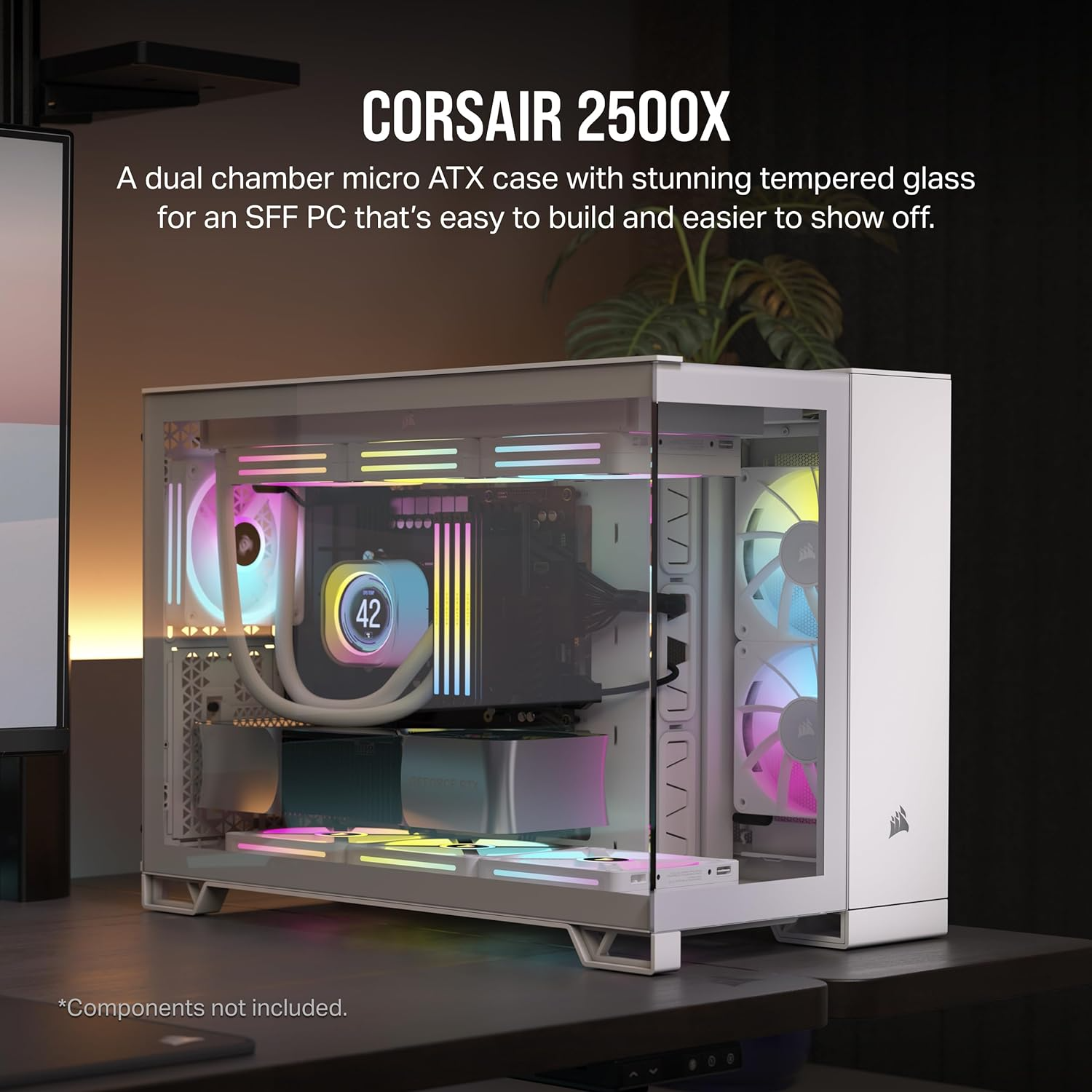 CORSAIR 2500X mATX Dual Chamber PC Case - White