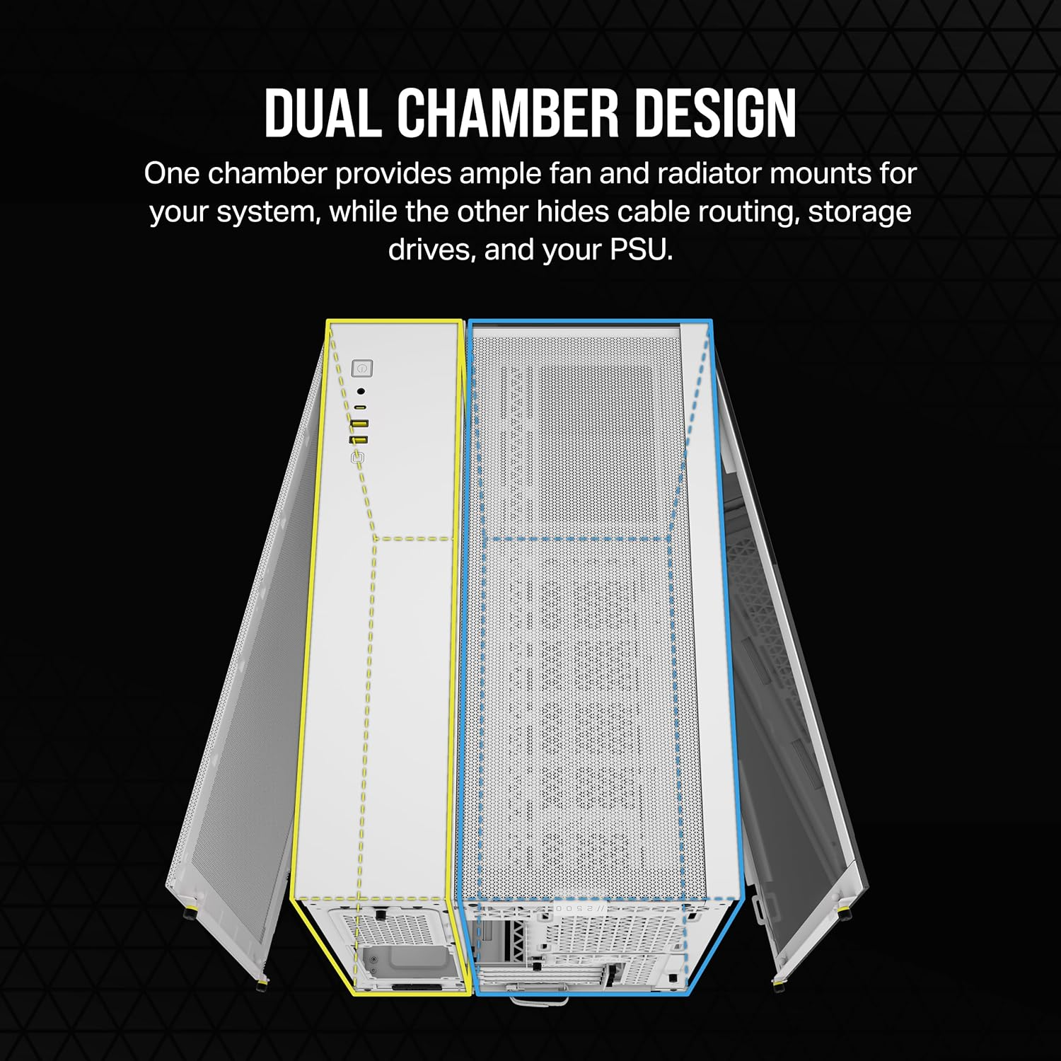CORSAIR 2500X mATX Dual Chamber PC Case - White