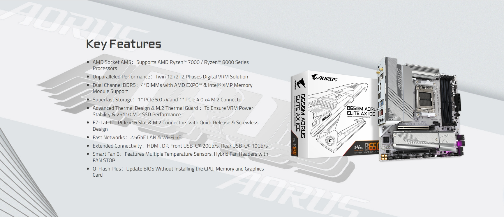 GIGABYTE-B650M-AORUS-Elite-AX-ICE-Gaming-Motherboard