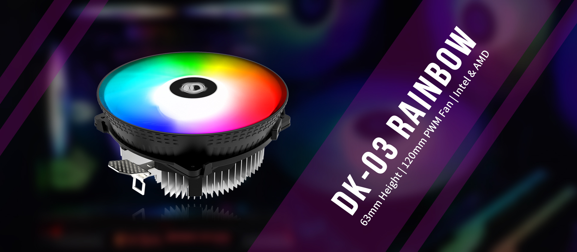 ID-Cooling-DK-03-Rainbow-RGB-63mm-Height-120mm-PWM-Fan-CPU-Air-Cooler