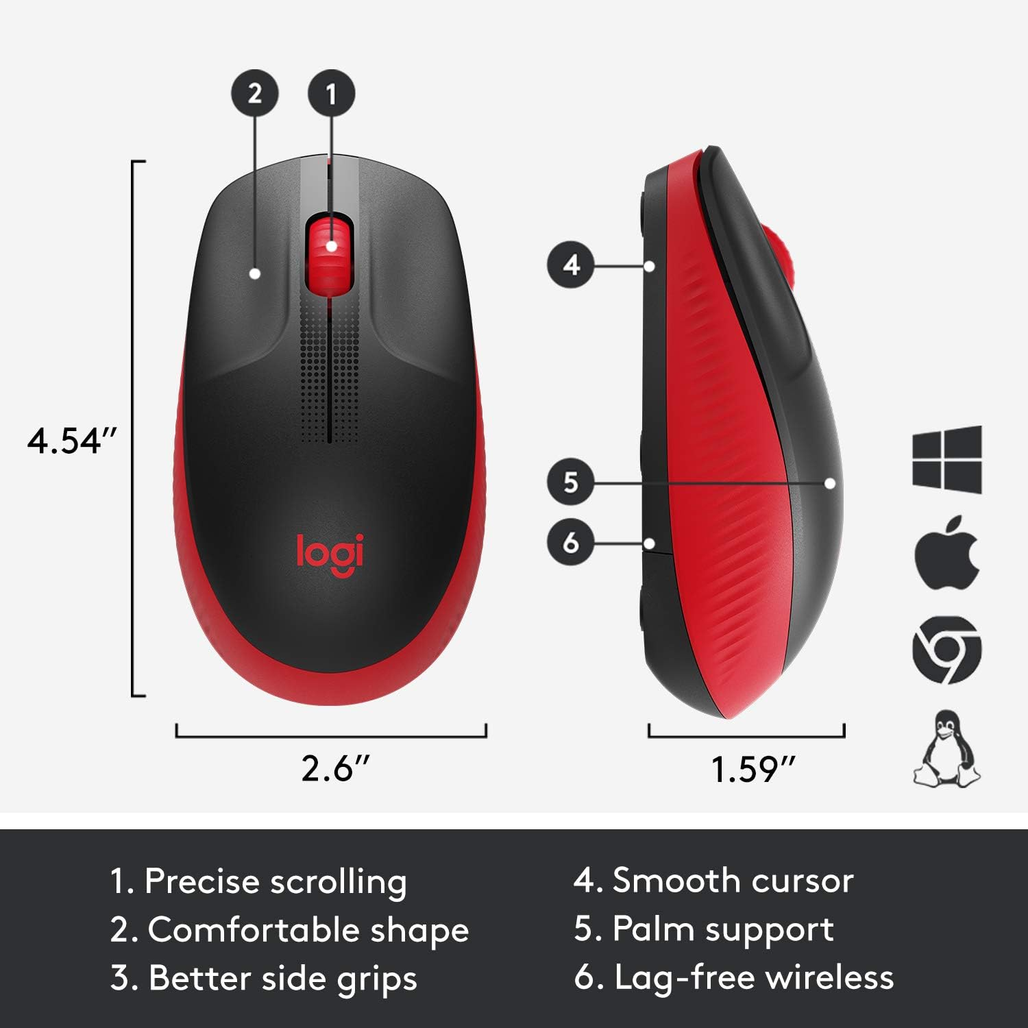 Logitech M190 Wireless Mouse Full Size Comfort Curve Design 1000DPI