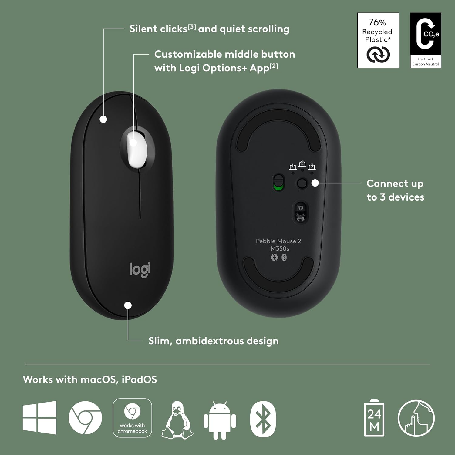 Logitech-Pebble-Mouse-2-M350s-Slim-Bluetooth-Wireless-Mouse-Black