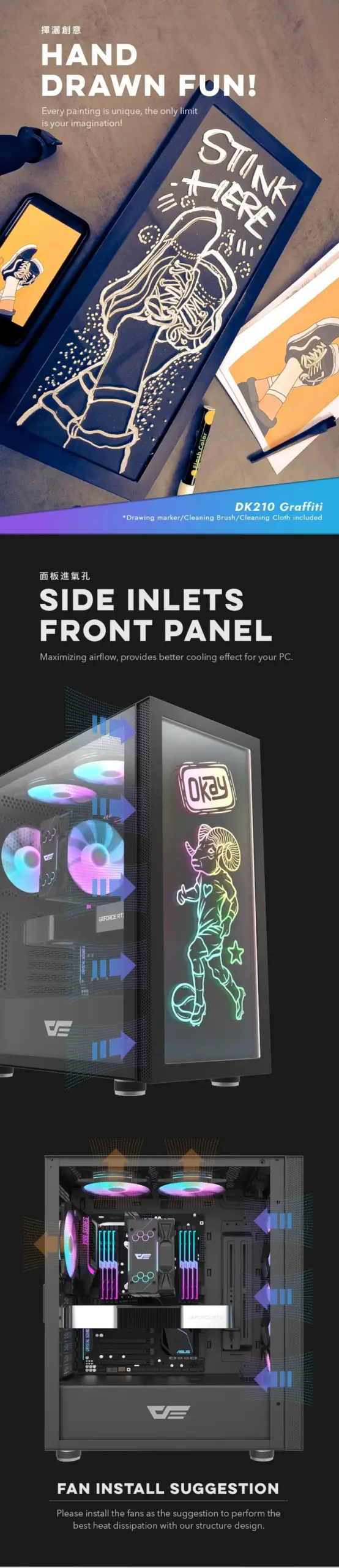 darkFlash DK210 Graffiti Mid-Tower ATX Case