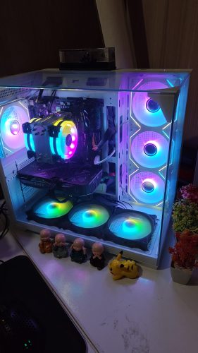 Thunder Battle Station TGC-666 Case - White - Three sided tempered glass panels - Dual-chamber ATX Mid Tower - Up to 2 × 360mm radiators - 4x ARGB Inf Fans Included photo review