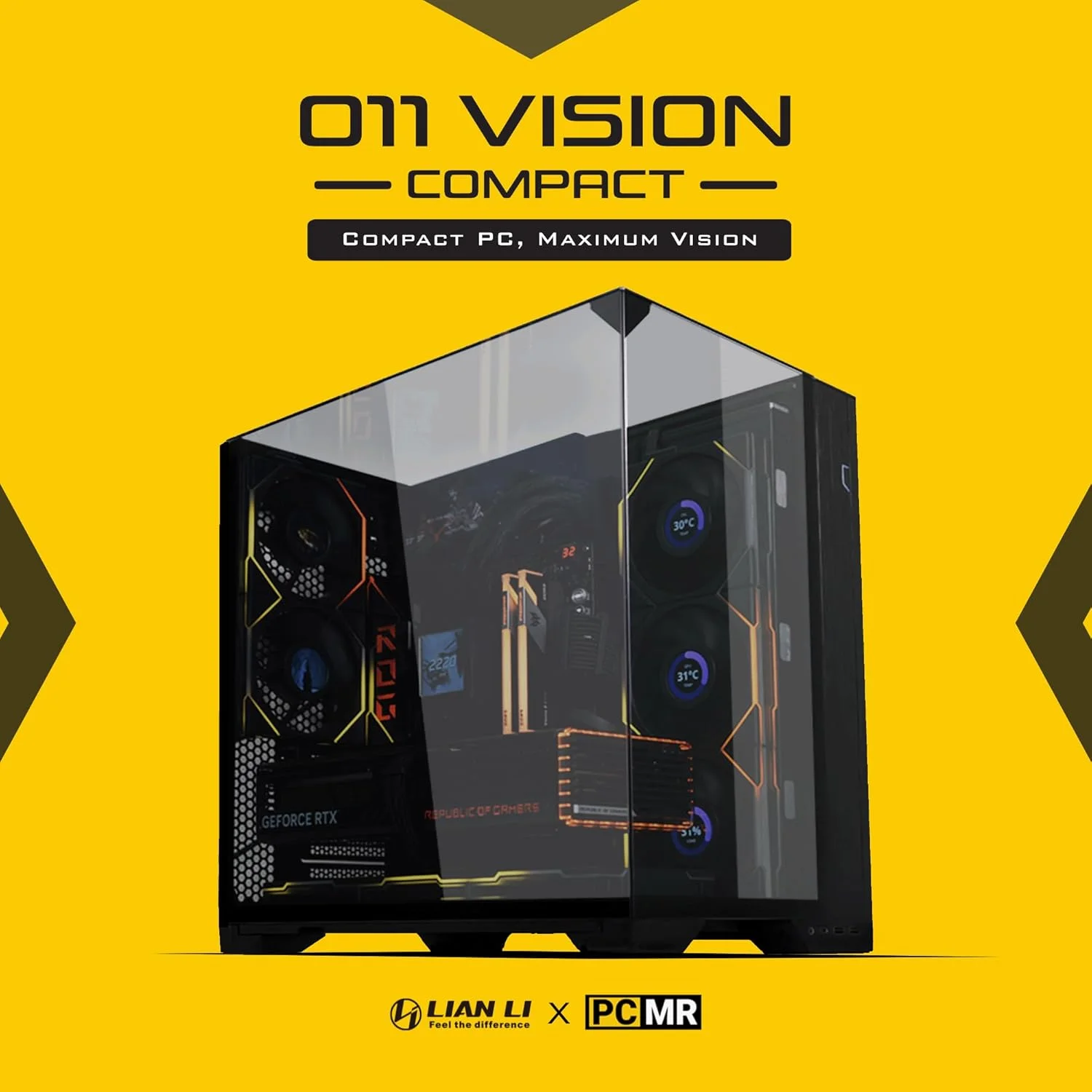 Lian-Li-O11-Vision-Compact-Black-Steel-Tempered-Glass-ATX-Mid-Tower-Computer-Case