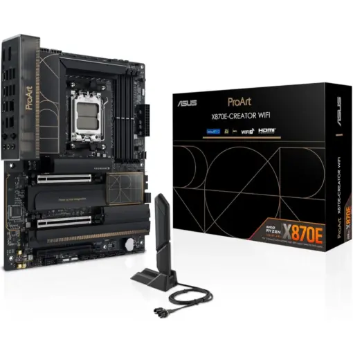 ASUS ProArt X870E-CREATOR WiFi AM5 ATX Motherboard, PCIe 5.0 x16 Slots, 16+2+2 Power Stages, DDR5, Dual USB4, 10 Gb & 2.5 Gb LAN, WiFi 7, Four M.2 Slots