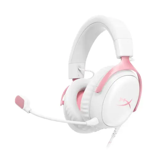 HyperX Cloud III – Wired Gaming Headset – White/Pink - Open Box