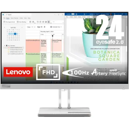 Lenovo L24e-40 23.8" 100Hz FHD VA Monitor, 1920 x 1080, AMD FreeSync, 4ms, 250nits, 72% NTSC Color Coverage, Eyesafe 2.0 and TÜV Hardware Low Blue Light, 1x HDMI 1.4/1x VGA