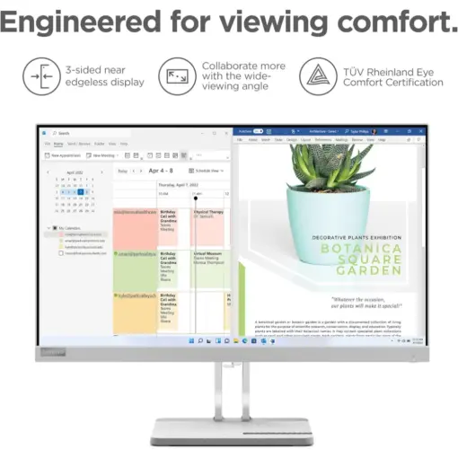 Lenovo L24e-40 23.8" 100Hz FHD VA Monitor, 1920 x 1080, AMD FreeSync, 4ms, 250nits, 72% NTSC Color Coverage, Eyesafe 2.0 and TÜV Hardware Low Blue Light, 1x HDMI 1.4/1x VGA - Image 5