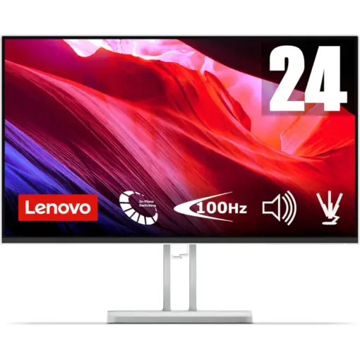 Lenovo L24i-4B 23.8" 100Hz FHD IPS Monitor, 1920 x 1080, AMD FreeSync, 4ms, 250nits, 99% sRGB Color Coverage, 1x HDMI 1.4/1x VGA, Blue Light Filter, Tilt Adjustment, Eye Care, Built-In Speakers