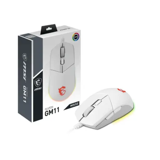 MSI Clutch GM11 Gaming Mouse, 5000 DPI, 10M Omron Switches, Optical Sensor, Symmetrical Ergonomic Design, RGB Mystic Light Compatible, PC/Mac - White - Image 5