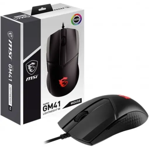 MSI Clutch GM41 Lightweight V2 Gaming Mouse, 16000 DPI Optical Sensor, Symmetrical, 60M+ Click OMRON Switches, 6-Buttons, 65g, FriXionFree Cable, 1ms Latency, RGB Mystic Light - Image 5