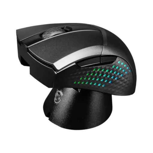 MSI Clutch GM51 Lightweight Wireless Gaming Mouse & Charging Dock, 26K DPI Optical Sensor, 2.4G & Bluetooth, 60M Omron Switches, Fast-Charging, 150Hr Battery, RGB, 5 Programmable Buttons, PC/Mac - Image 4