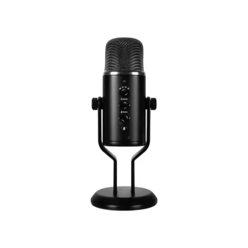 MSI IMMERSE GV60 Streaming Microphone, Plug & Play, 24bit/96kHz, 4D Pickup, For Singing, Podcasts, Interviews, Meetings, Gaming, Zero-latency, Built-in 3.5mm, 3m USB Cable, Dedicated Dials with Mic Mute Button