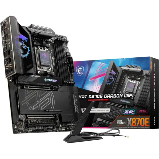 MSI MPG X870E Carbon WiFi AM5 DDR5 Gaming Motherboard (AMD Ryzen 9000/8000/7000 Series Processors, PCIe 5.0, M.2 Gen5, SATA 6Gb/s, USB 40Gbps, HDMI, Wi-Fi 7, Bluetooth 5.4, 5Gbps LAN, ATX)