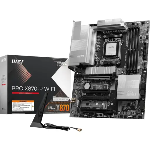 MSI PRO X870-P WiFi DDR5 AM5 Motherboard (AMD Ryzen 9000/8000/7000 Series Processors, PCIe 5.0, M.2 Gen5, SATA 6Gb/s, USB 40Gbps, HDMI/DP, Wi-Fi 7, Bluetooth 5.4, 5Gbps LAN, ATX)