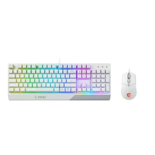 MSI Vigor GK30 Combo White, 6-Zone RGB GK30 Gaming Keyboard & GM11 Gaming Mouse, Water Repellent & Splash-Proof, 5000 DPI