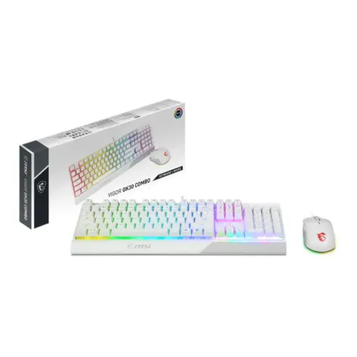 MSI Vigor GK30 Combo White, 6-Zone RGB GK30 Gaming Keyboard & GM11 Gaming Mouse, Water Repellent & Splash-Proof, 5000 DPI - Image 5