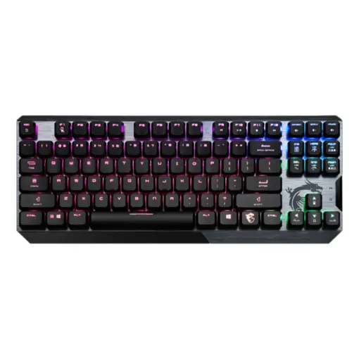 MSI Vigor GK50 Low Profile TKL RGB Mechanical Gaming Keyboard, 50+ Million Keystroke Life, Per-key RGB Mystic Light, Hybrid 6+N Key Rollover - Kailh White Clicky