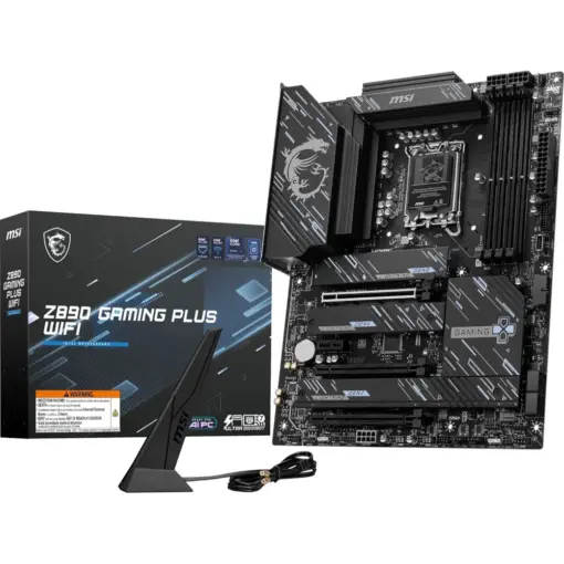 MSI Z890 Gaming Plus WiFi DDR5 LGA 1851 Motherboard (Supports Core Ultra Series 2 Intel Processors, PCIe 5.0, M.2, SATA, 5Gbps LAN, USB Type-C, Wi-Fi 7, Bluetooth 5.4, Thunderbolt 4, ATX)