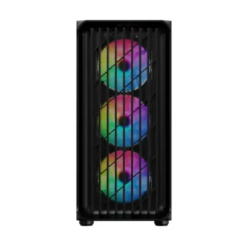 SAMA 205A Tempered Glass ATX Mid Tower Gaming Computer Case, Support ATX/M-ATX/ITX Motherboard, 4× 120mm ARGB Fans Pre-Installed, Front Panel Support 360 Radiator - Black - Image 2