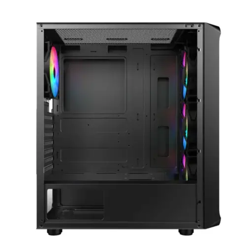 SAMA 205A Tempered Glass ATX Mid Tower Gaming Computer Case, Support ATX/M-ATX/ITX Motherboard, 4× 120mm ARGB Fans Pre-Installed, Front Panel Support 360 Radiator - Black - Image 4