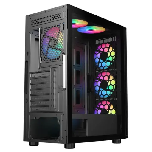 SAMA 3311B Tempered Glass ATX Mid Tower Gaming Case, 1x USB3.0, 2x USB2.0, 3x ARGB Fans Pre-Installed - Image 2