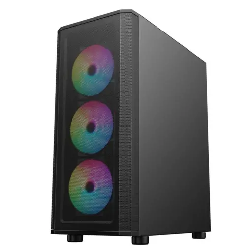 SAMA 3311B Tempered Glass ATX Mid Tower Gaming Case, 1x USB3.0, 2x USB2.0, 3x ARGB Fans Pre-Installed - Image 3