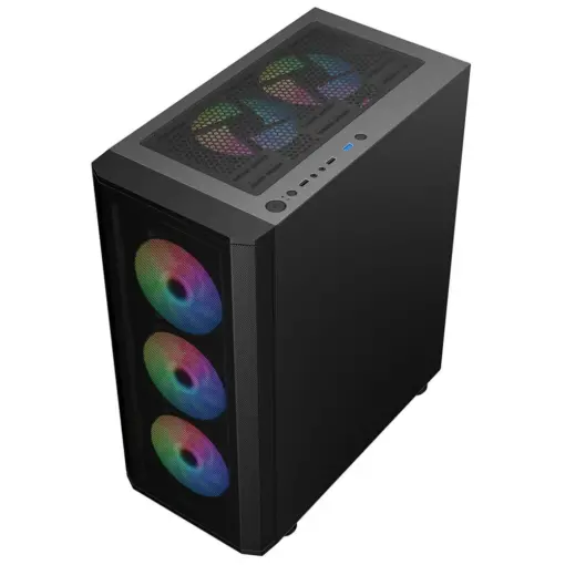 SAMA 3311B Tempered Glass ATX Mid Tower Gaming Case, 1x USB3.0, 2x USB2.0, 3x ARGB Fans Pre-Installed - Image 4