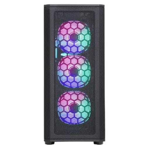 SAMA 3311B Tempered Glass ATX Mid Tower Gaming Case, 1x USB3.0, 2x USB2.0, 3x ARGB Fans Pre-Installed - Image 6