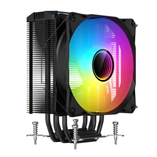 SAMA 4PI ARGB CPU Air Cooler, 4 Heat Copper Pipe, 120mm Cooling Fan, Addressable RGB, Aluminum CPU Heatsink for Intel 775/115X/1700/1200/1366 AMD FM2+/FM2/FM1/AM4/AM3/M2+/AM2/AM5 - Black