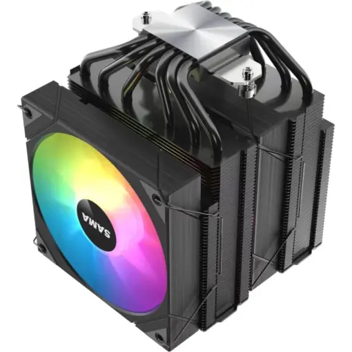 SAMA 6PDW ARGB CPU Air Cooler, 120mm Cooling Fan, Addressable RGB, Aluminum CPU Heatsink for Intel 775/115X/1700/1200/1366 AMD FM2+/FM2/FM1/AM4/AM3/M2+/AM2/AM5 - Black - Image 3