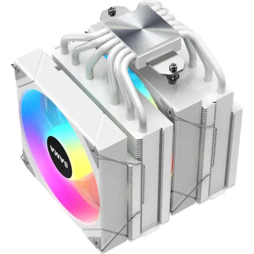 SAMA 6PDW ARGB CPU Air Cooler, 120mm Cooling Fan, Addressable RGB, Aluminum CPU Heatsink for Intel 775/115X/1700/1200/1366 AMD FM2+/FM2/FM1/AM4/AM3/M2+/AM2/AM5 - White - Image 3