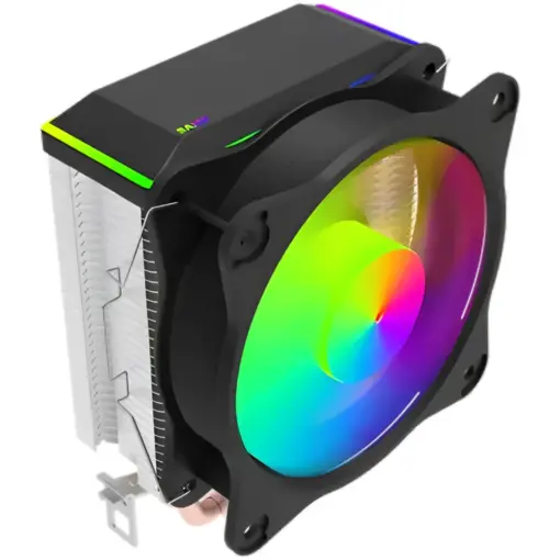 SAMA KA200D Quiet RGB CPU Air Cooler, 9cm Fan with 2 Copper Heat Pipes Universal Gaming Computer Air Cooling Heatsink Radiator, Compatible for AMD/Intel - Black