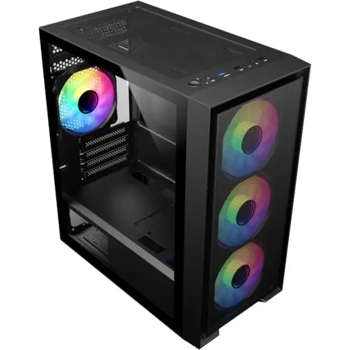 SAMA M203 Tempered Glass Micro ATX Mid Tower Gaming Computer Case w/ 4 × 120mm ARGB Fans Pre-Installed, Support 240mm Liquid Cooling at Top - Image 2