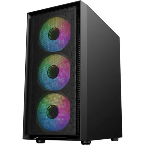 SAMA M203 Tempered Glass Micro ATX Mid Tower Gaming Computer Case w/ 4 × 120mm ARGB Fans Pre-Installed, Support 240mm Liquid Cooling at Top - Image 3